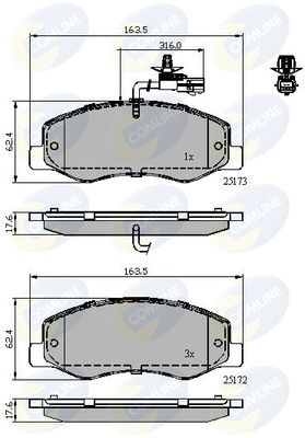 CBP12108 COMLINE Комплект тормозных колодок, дисковый тормоз