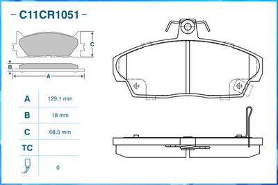 C11CR1051 CWORKS Комплект тормозных колодок, дисковый тормоз