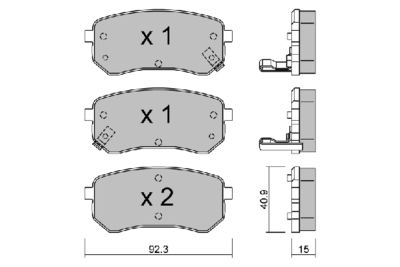 BPHY2003 AISIN Комплект тормозных колодок, дисковый тормоз