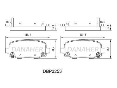 DBP3253 DANAHER Комплект тормозных колодок, дисковый тормоз