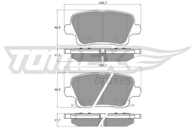 TX1912 TOMEX Brakes Комплект тормозных колодок, дисковый тормоз