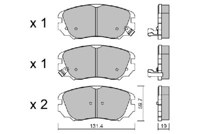 BPOP1010 AISIN Комплект тормозных колодок, дисковый тормоз