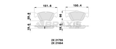 AA0078 BRAXIS Комплект тормозных колодок, дисковый тормоз