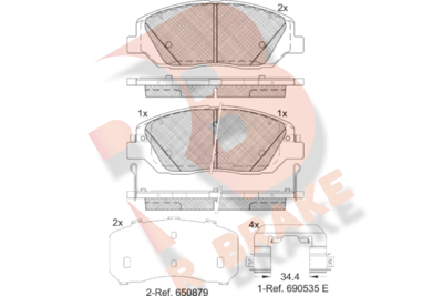 RB1997233 R BRAKE Комплект тормозных колодок, дисковый тормоз