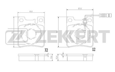 BS2873 ZEKKERT Комплект тормозных колодок, дисковый тормоз