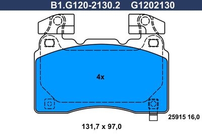 B1G12021302 GALFER Комплект тормозных колодок, дисковый тормоз