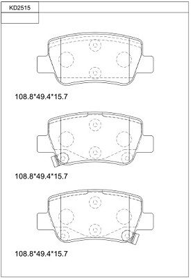 KD2515 ASIMCO Комплект тормозных колодок, дисковый тормоз