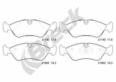 218620070100 BRECK Комплект тормозных колодок, дисковый тормоз