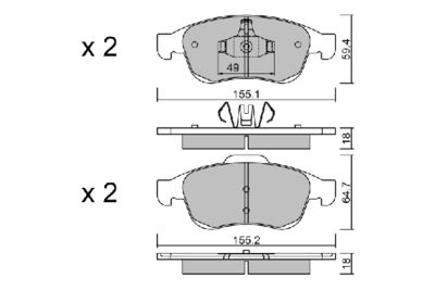 BPRE1006 AISIN Комплект тормозных колодок, дисковый тормоз