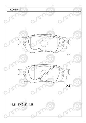 KD6818 ASIMCO Комплект тормозных колодок, дисковый тормоз