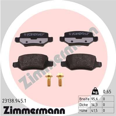 231389451 ZIMMERMANN Комплект тормозных колодок, дисковый тормоз