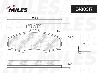 E400317 MILES Комплект тормозных колодок, дисковый тормоз