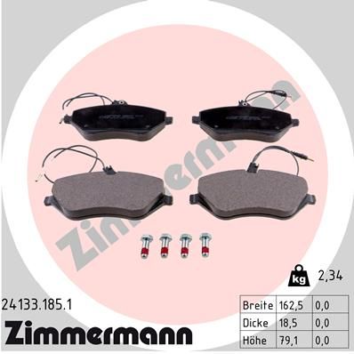 241331851 ZIMMERMANN Комплект тормозных колодок, дисковый тормоз