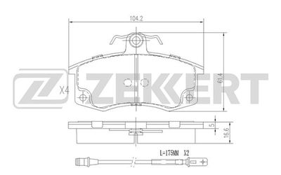 BS1926 ZEKKERT Комплект тормозных колодок, дисковый тормоз