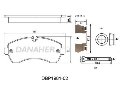 DBP198102 DANAHER Комплект тормозных колодок, дисковый тормоз