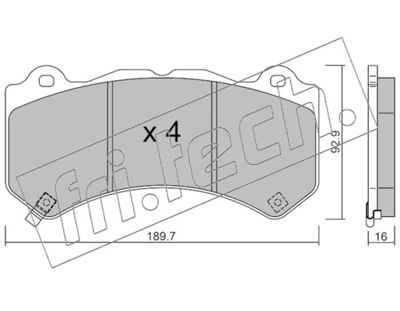 11820 fri.tech. Комплект тормозных колодок, дисковый тормоз