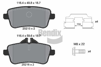 BPD1408 BENDIX Braking Комплект тормозных колодок, дисковый тормоз