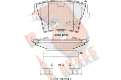 RB2069 R BRAKE Комплект тормозных колодок, дисковый тормоз