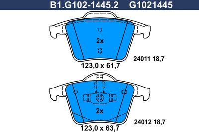 B1G10214452 GALFER Комплект тормозных колодок, дисковый тормоз