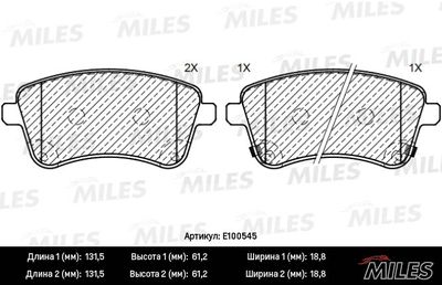 E100545 MILES Комплект тормозных колодок, дисковый тормоз