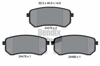 BPD1400 BENDIX Braking Комплект тормозных колодок, дисковый тормоз