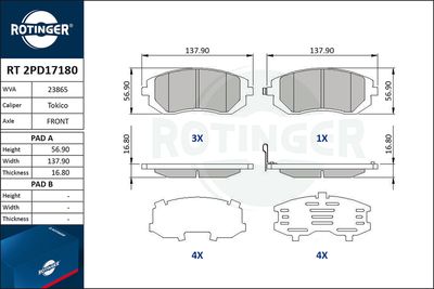 RT2PD17180 ROTINGER Комплект тормозных колодок, дисковый тормоз