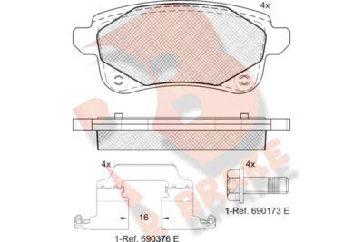 RB2222208 R BRAKE Комплект тормозных колодок, дисковый тормоз