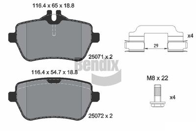 BPD2222 BENDIX Braking Комплект тормозных колодок, дисковый тормоз