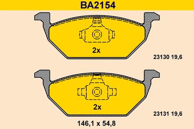 BA2154 BARUM Комплект тормозных колодок, дисковый тормоз