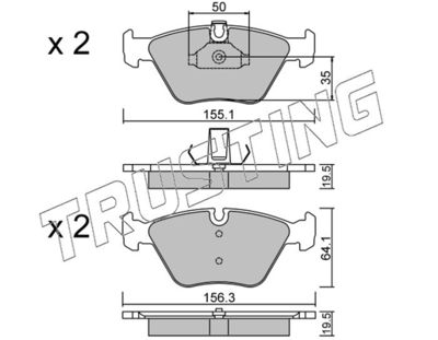 2160 TRUSTING Комплект тормозных колодок, дисковый тормоз
