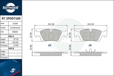 RT2PD07100 ROTINGER Комплект тормозных колодок, дисковый тормоз