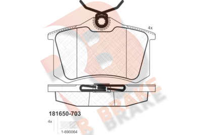 RB1650703 R BRAKE Комплект тормозных колодок, дисковый тормоз