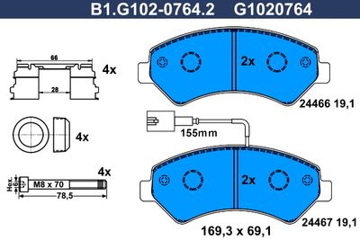 B1G10207642 GALFER Комплект тормозных колодок, дисковый тормоз