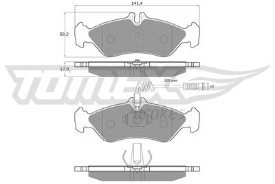 TX11501 TOMEX Brakes Комплект тормозных колодок, дисковый тормоз