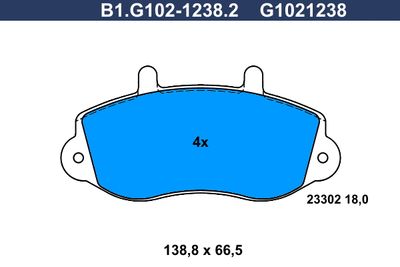 B1G10212382 GALFER Комплект тормозных колодок, дисковый тормоз