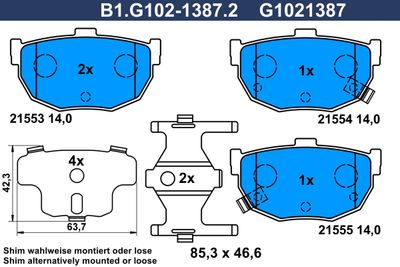 B1G10213872 GALFER Комплект тормозных колодок, дисковый тормоз