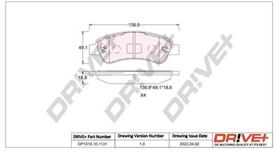 DP1010101131 Dr!ve+ Комплект тормозных колодок, дисковый тормоз