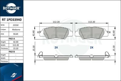 RT1PD33940 ROTINGER Комплект тормозных колодок, дисковый тормоз