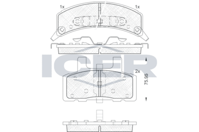 141563 ICER Комплект тормозных колодок, дисковый тормоз