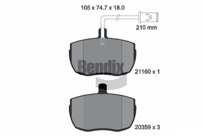 BPD1757 BENDIX Braking Комплект тормозных колодок, дисковый тормоз