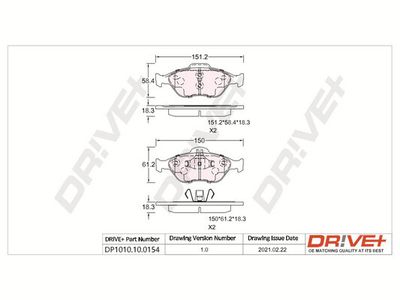 DP1010100154 Dr!ve+ Комплект тормозных колодок, дисковый тормоз