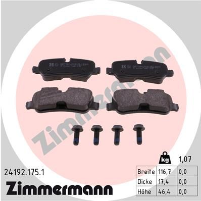 241921751 ZIMMERMANN Комплект тормозных колодок, дисковый тормоз