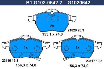 B1G10206422 GALFER Комплект тормозных колодок, дисковый тормоз