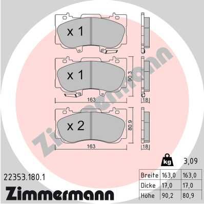 223531801 ZIMMERMANN Комплект тормозных колодок, дисковый тормоз