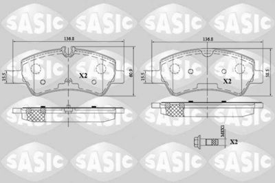 6216163 SASIC Комплект тормозных колодок, дисковый тормоз