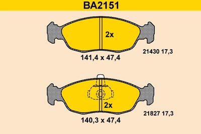 BA2151 BARUM Комплект тормозных колодок, дисковый тормоз