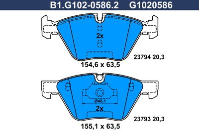 B1G10205862 GALFER Комплект тормозных колодок, дисковый тормоз