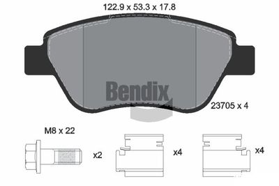 BPD1588 BENDIX Braking Комплект тормозных колодок, дисковый тормоз