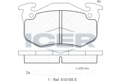 180723 ICER Комплект тормозных колодок, дисковый тормоз