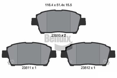 BPD1423 BENDIX Braking Комплект тормозных колодок, дисковый тормоз